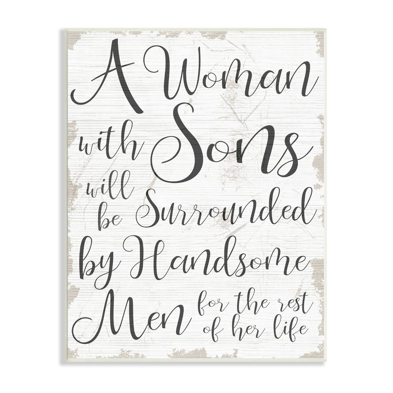 Stupell Industries Handsome Sons Home Family Inspirational Word Textured Design Wood Wall Plaque